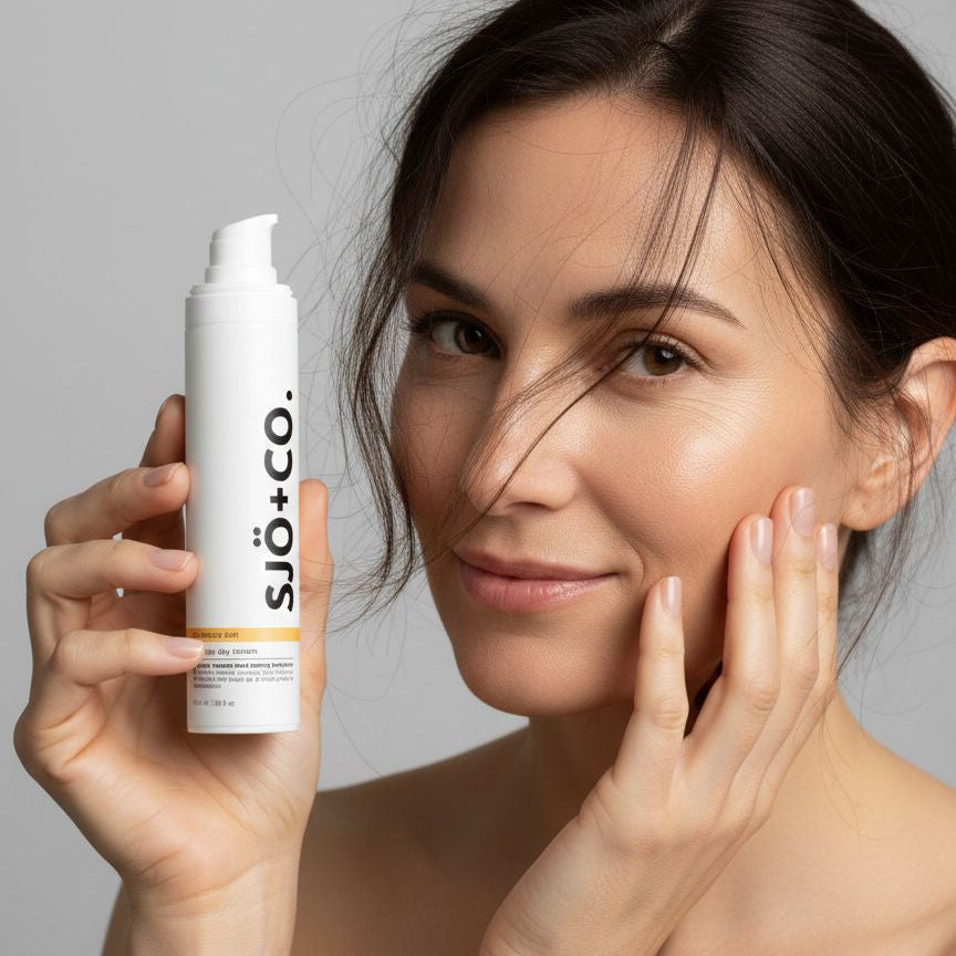 woman holding sjo+co inte-age day cream